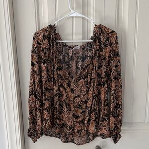 Elegant Paisley Women's Blouse in Black and Brown